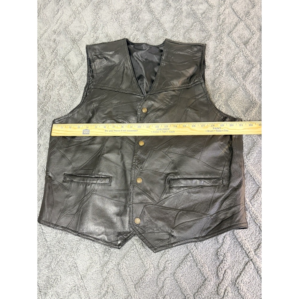 Patch Leather Vest, Mens XL - Picture 3 of 7